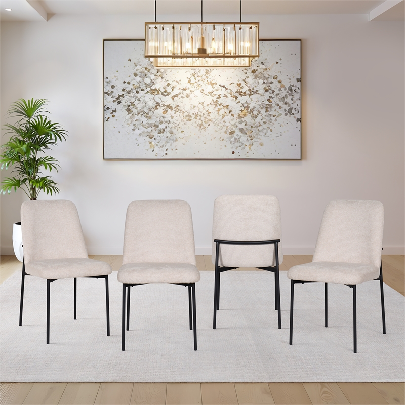New Classic Furniture Erik Fabric Upholstered Dining Chair in Beige (Set of 4)