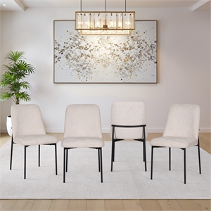 New Classic Furniture Erik Fabric Upholstered Dining Chair in Beige (Set of 4)