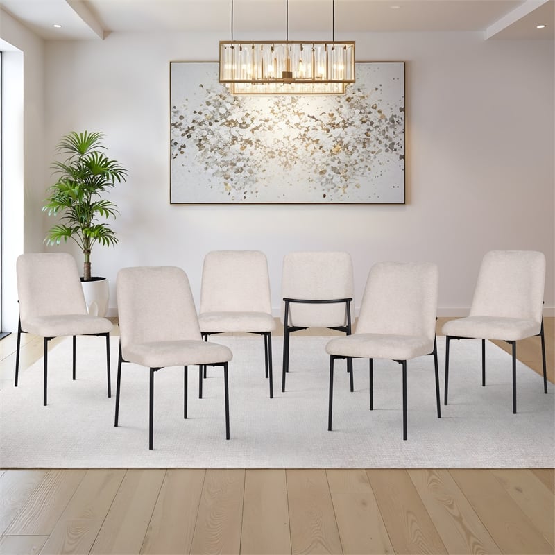 New Classic Furniture Erik Fabric Upholstered Dining Chair in Beige (Set of 6)
