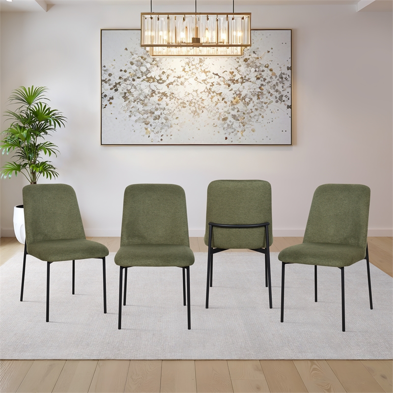 New Classic Furniture Erik Fabric Upholstered Dining Chair in Green (Set of 4)