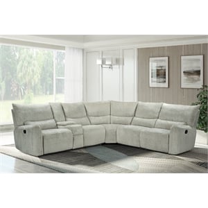 New Classic Furniture Remsen 3-Piece Polyester Fabric Manual Sectional in Latte