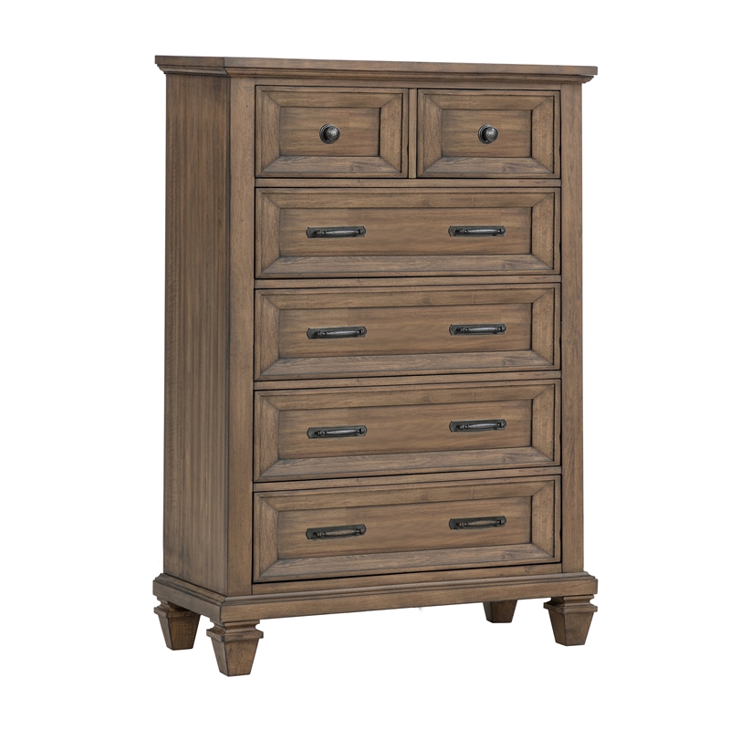 New Classic Furniture Mariana 5-Piece Wood King Bedroom Set w Chest in Mocha