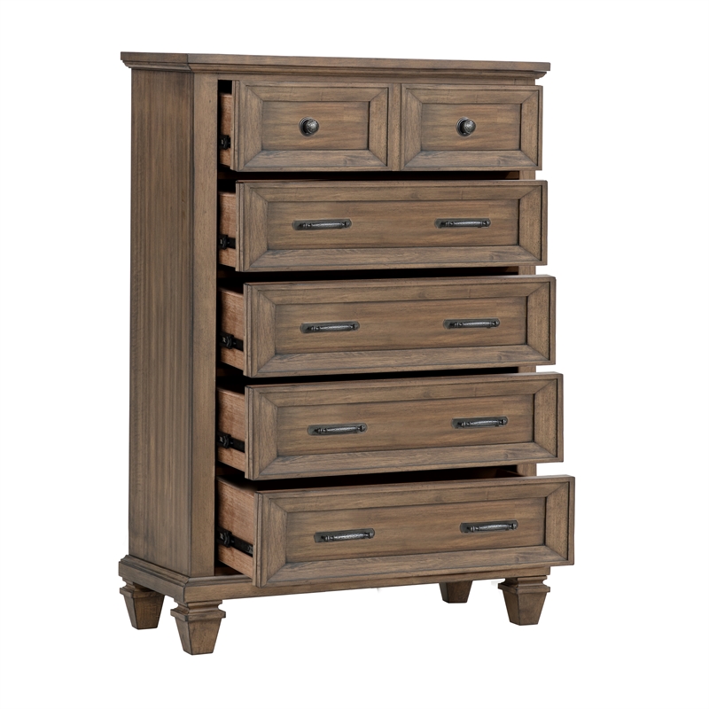New Classic Furniture Mariana 5-Piece Wood King Bedroom Set w Chest in Mocha
