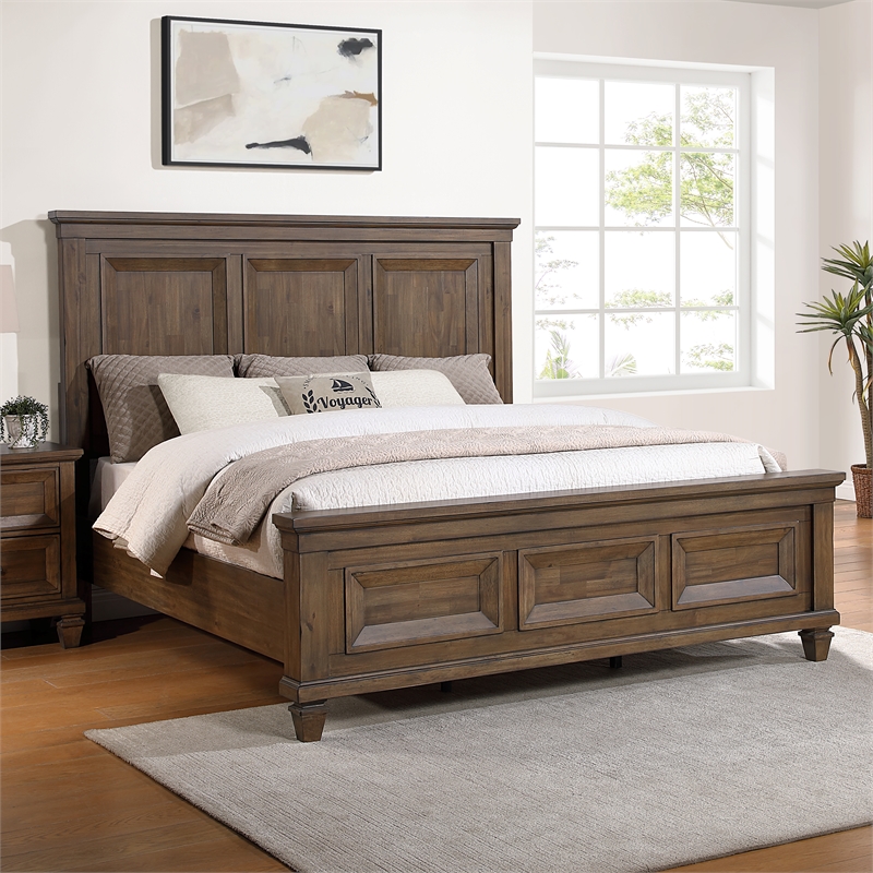 New Classic Furniture Mariana Wood California King Size Bed in Vintage Mocha