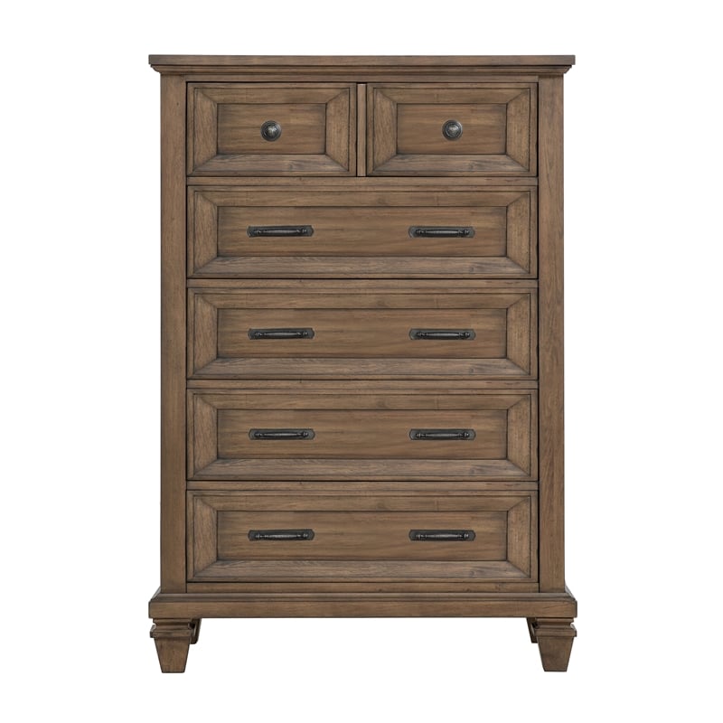 New Classic Furniture Mariana 4-Piece Wood Cal King Bedroom Set w Chest in Mocha