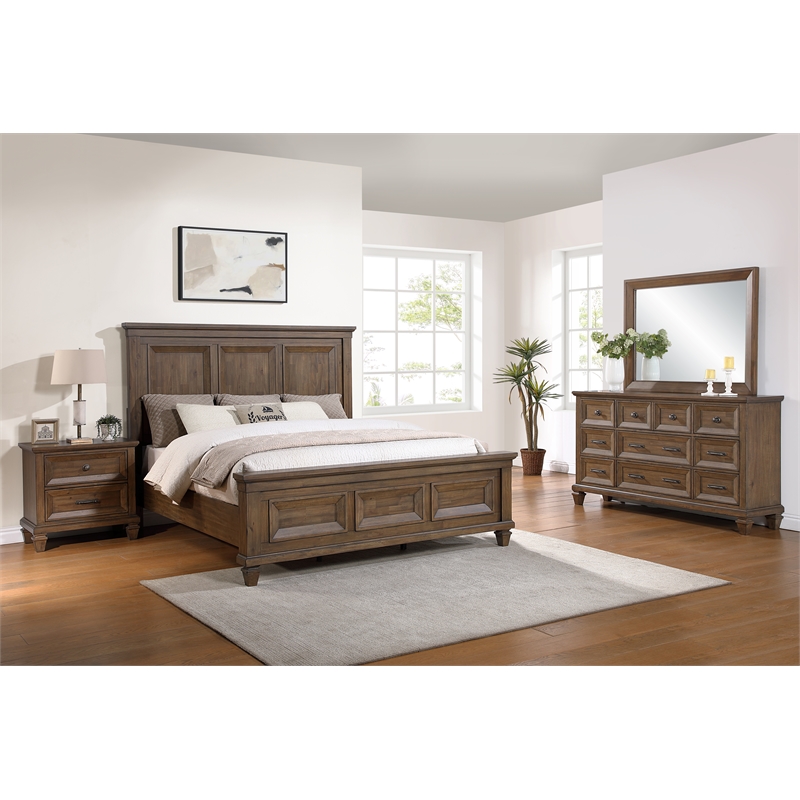 New Classic Furniture Mariana 4-Piece Wood Cal King Bedroom Set in Mocha