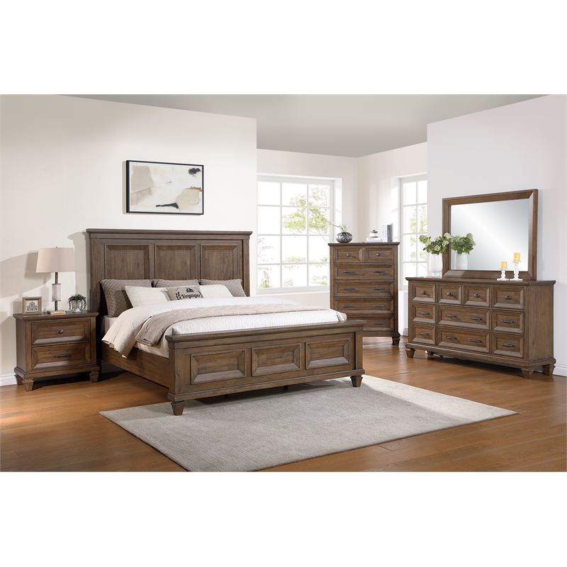 New Classic Furniture Mariana 5-Piece Wood Cal King Bedroom Set w Chest in Mocha