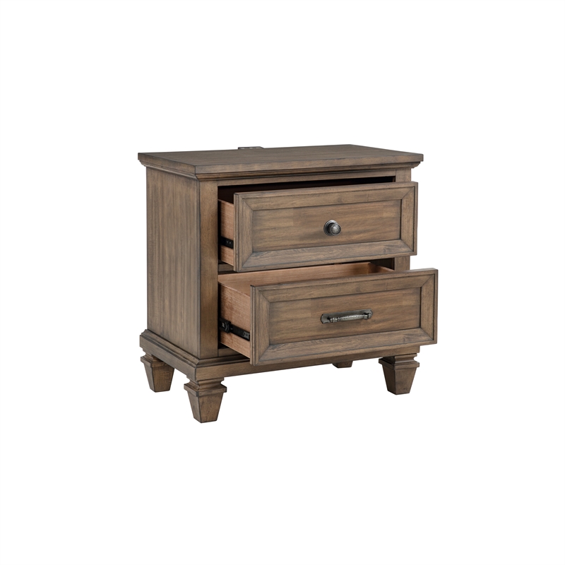 New Classic Furniture Mariana Wood 2-Drawer Nightstand in Vintage Mocha