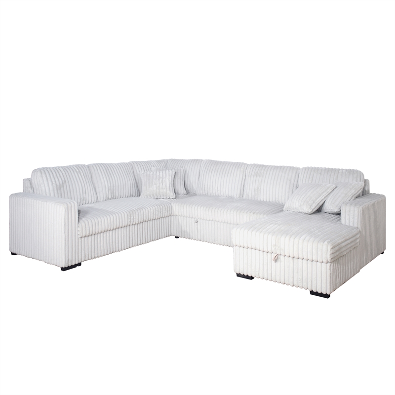 New Classic Furniture Bliss 5-Piece Fabric Upholstered Sectional in Mist Gray