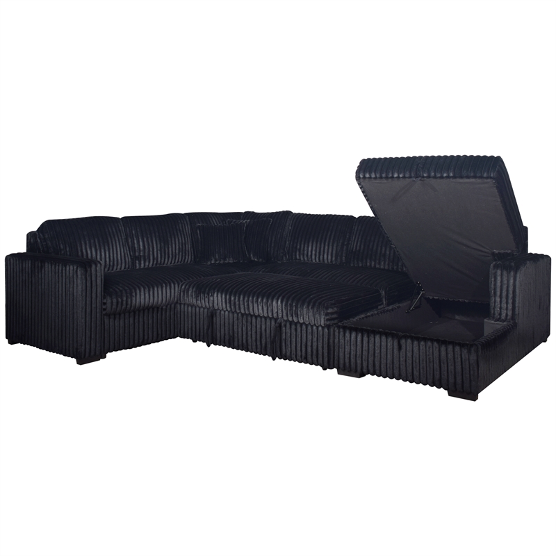 New Classic Furniture Bliss 5-Piece Fabric Upholstered Sectional in Black