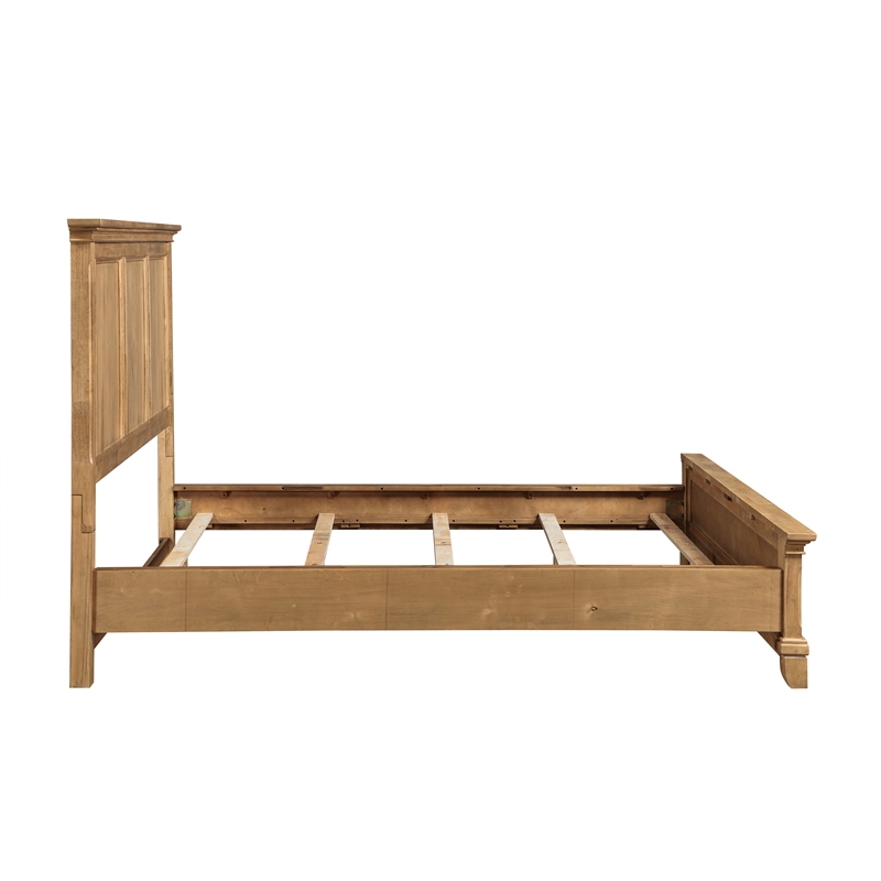 New Classic Furniture Sunstone Wood King Panel Bed in Honey Brown