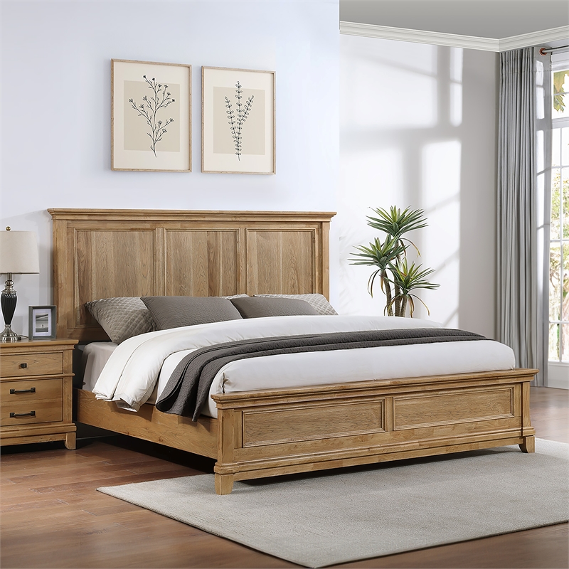New Classic Furniture Sunstone Wood California King Panel Bed in Honey Brown
