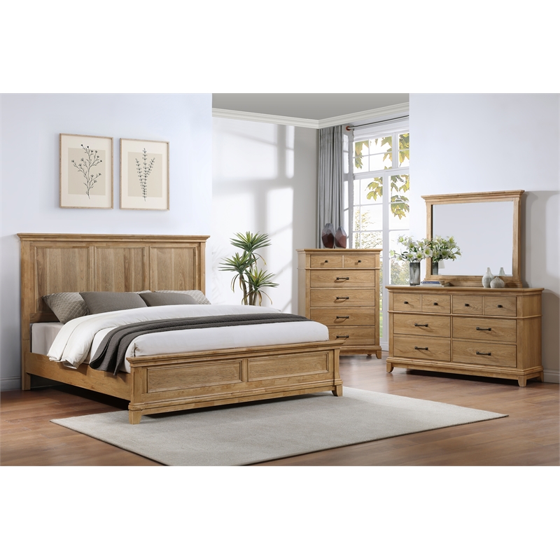 New Classic Furniture Sunstone 4-Pc Wood King Bedroom Set with Chest in Honey