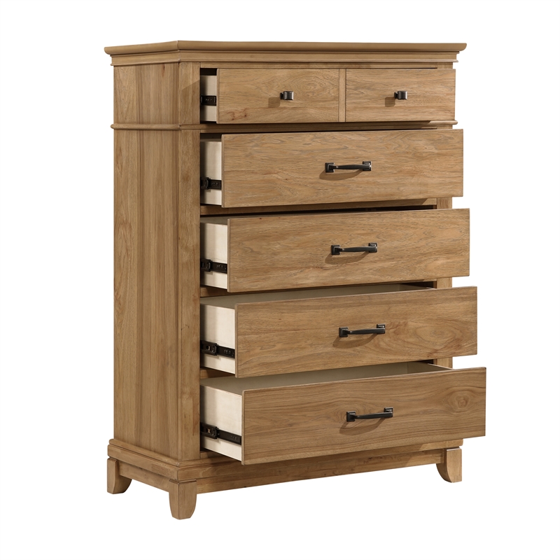 New Classic Furniture Sunstone 4-Pc Wood Cal King Bedroom Set w Chest in Honey