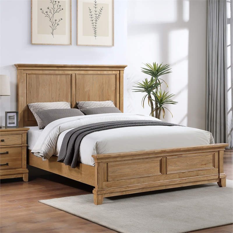 New Classic Furniture Sunstone Wood Queen Panel Bed in Honey Brown