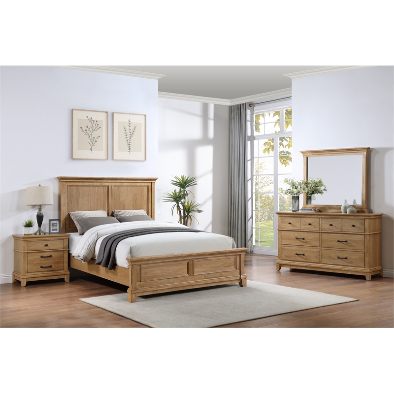 New Classic Furniture Sunstone 4-Pc Wood Queen Bedroom Set in Honey