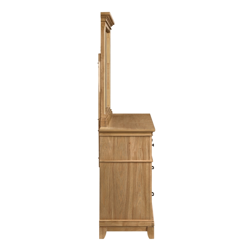 New Classic Furniture Sunstone 2-Piece Wood Dresser and Mirror Set in Honey