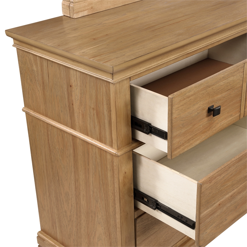 New Classic Furniture Sunstone 2-Piece Wood Dresser and Mirror Set in Honey