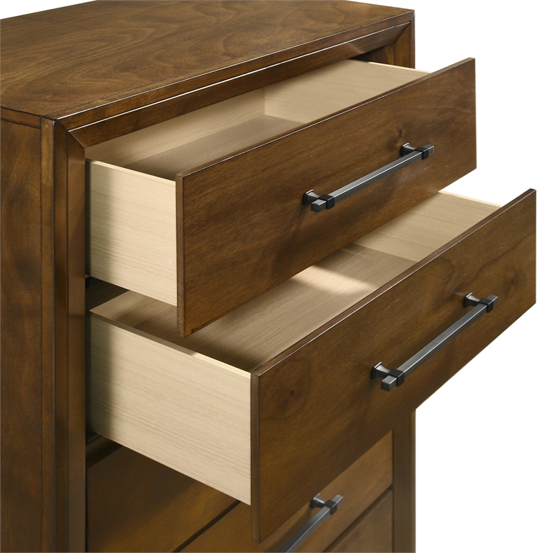 New Classic Furniture Ballard Wood 5-Drawer Chest in Walnut Brown