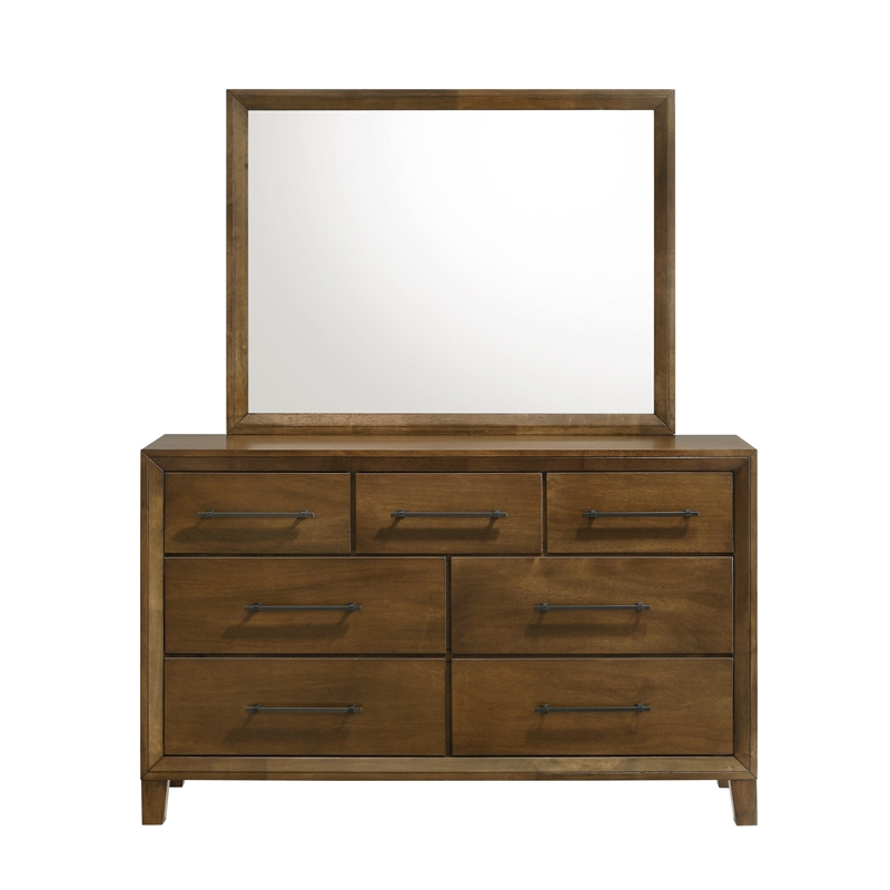 New Classic Furniture Ballard 2-Piece Wood Dresser Mirror Set in Walnut Brown