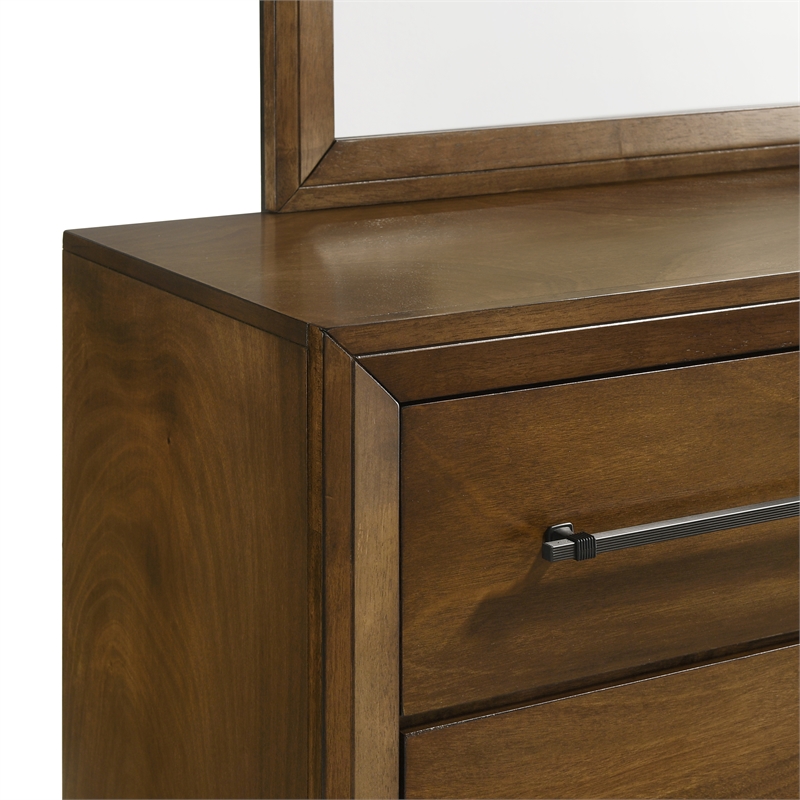 New Classic Furniture Ballard 2-Piece Wood Dresser Mirror Set in Walnut Brown