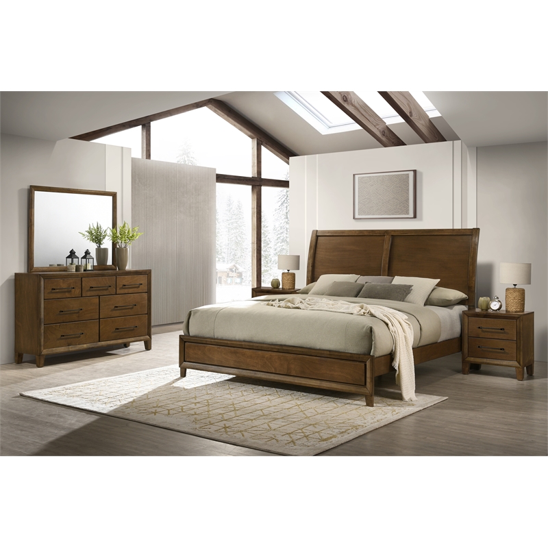 New Classic Furniture Ballard 5-Piece Wood King Bedroom Set in Walnut