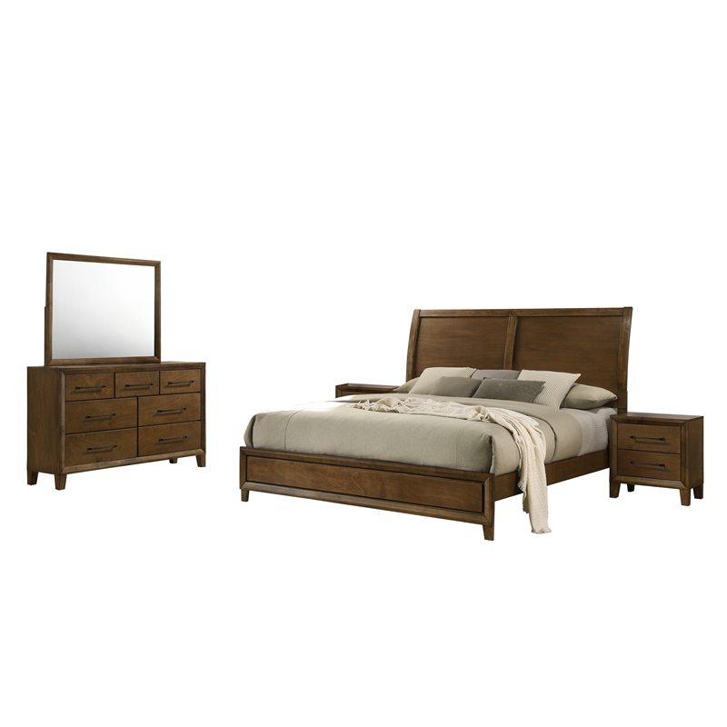 New Classic Furniture Ballard 5-Piece Wood Cal King Bedroom Set in Walnut