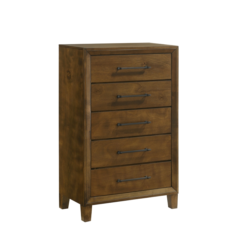 New Classic Furniture Ballard 4-Piece Wood Queen Bedroom Set w Chest in Walnut