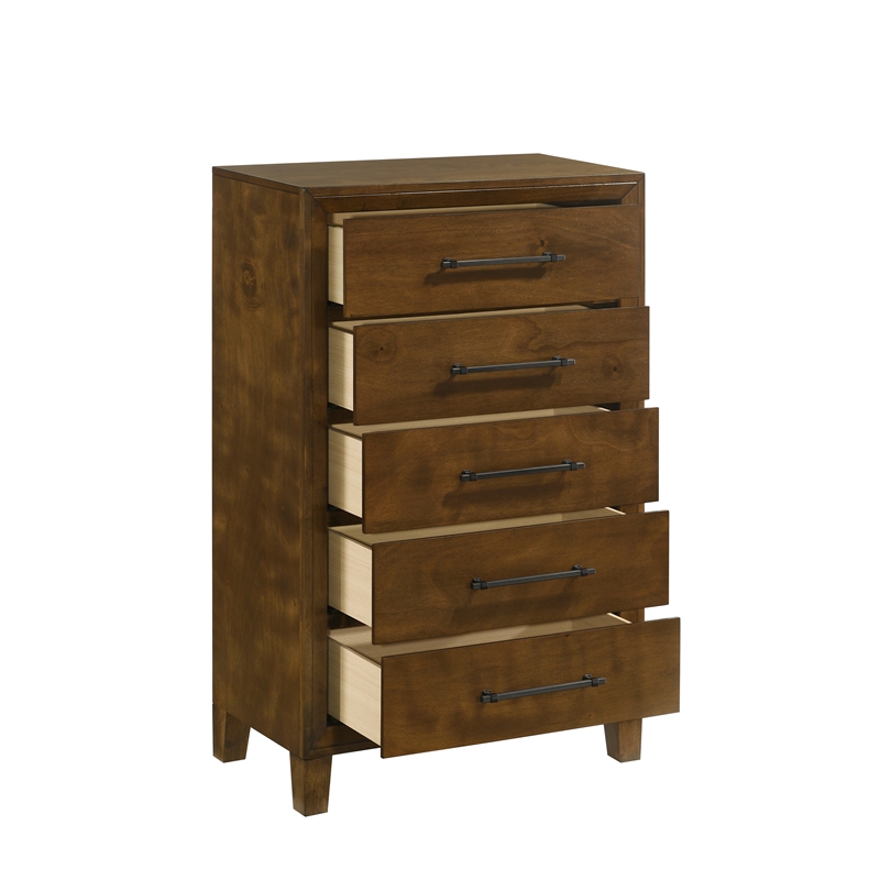 New Classic Furniture Ballard 4-Piece Wood Cal King Bedroom Set w Chest - Walnut