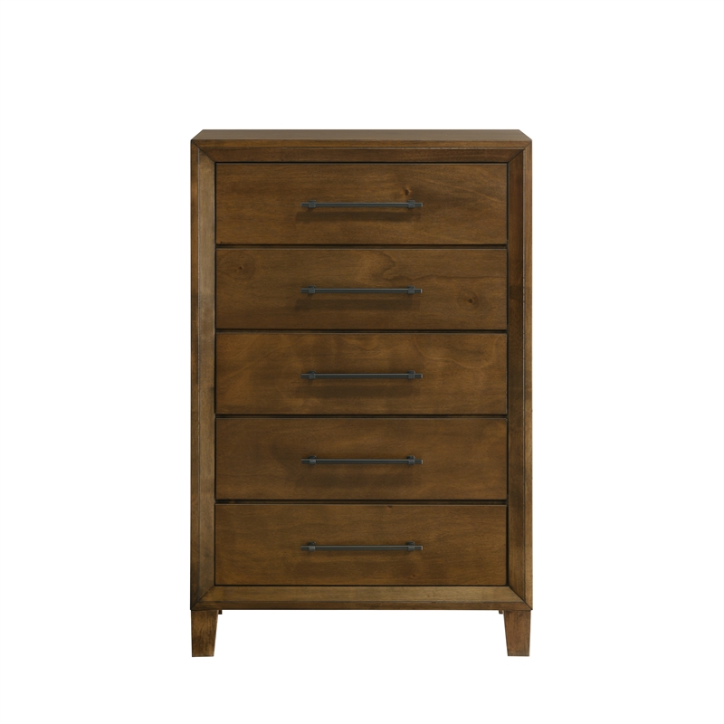 New Classic Furniture Ballard 5-Piece Wood Cal King Bedroom Set w Chest - Walnut