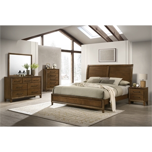 New Classic Furniture Ballard 5-Piece Wood Cal King Bedroom Set w Chest - Walnut