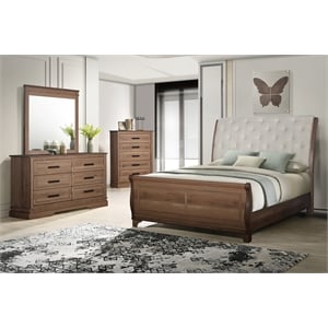 New Classic Furniture Coventry Hall 4Pc Wood King Bedroom Set w Chest in Pecan