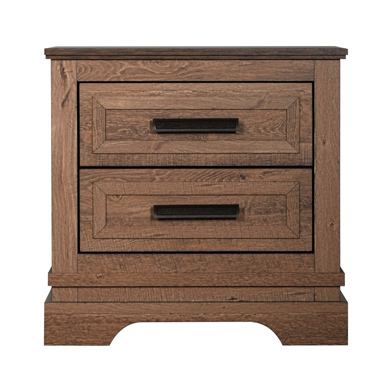 New Classic Furniture Coventry Hall 5Pc Wood King Bedroom Set w 2 Ns in Pecan