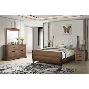 New Classic Furniture Coventry Hall 5Pc Wood King Bedroom Set w 2 Ns in Pecan