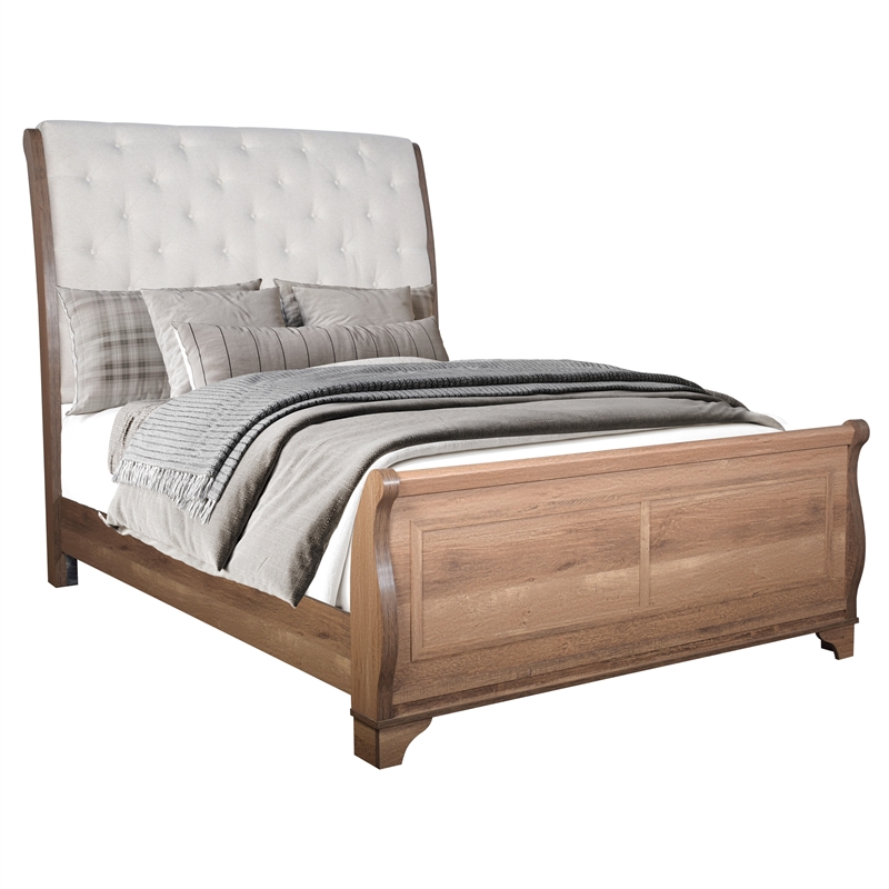 New Classic Furniture Coventry Hall 4Pc Wood C King Bedroom Set w Ns in Pecan