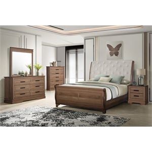 New Classic Furniture Coventry Hall 5Pc Wood C King Bedroom Set w Chest in Pecan