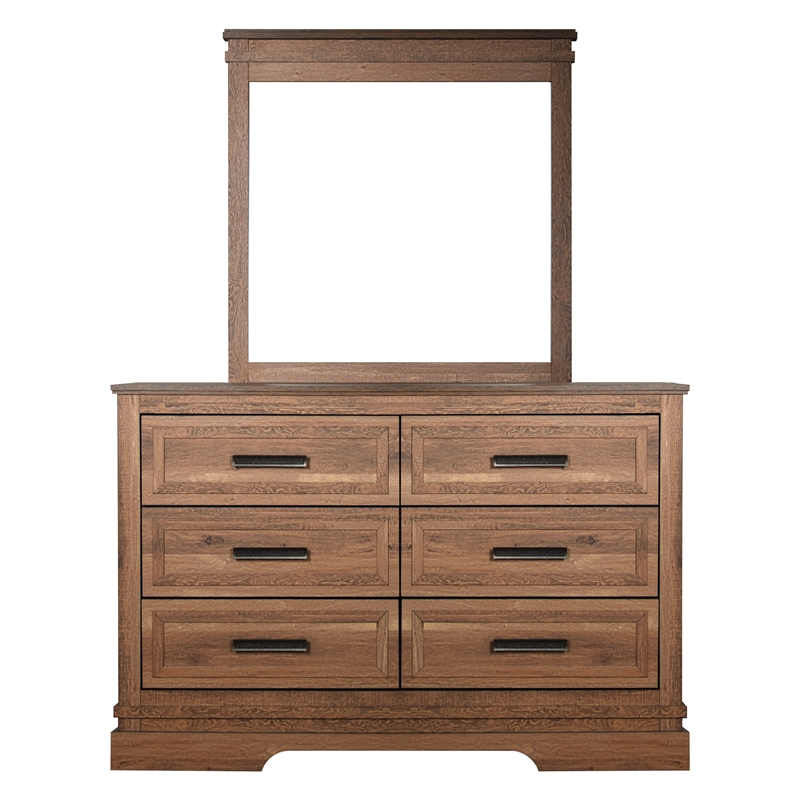 New Classic Furniture Coventry Hall 5Pc Wood Queen Bedroom Set w 2 Ns in Pecan