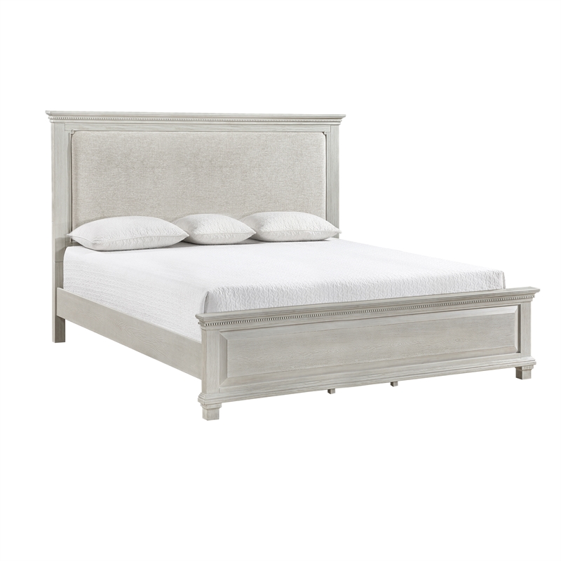 New Classic Furniture Silver Sands Upholstered King Panel Bed in Gray
