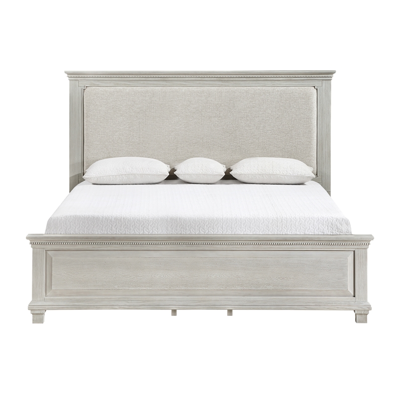 New Classic Furniture Silver Sands Upholstered California King Panel Bed in Gray