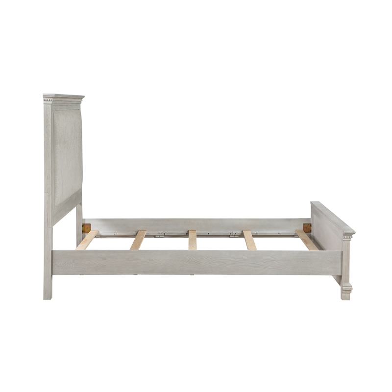 New Classic Furniture Silver Sands Upholstered California King Panel Bed in Gray
