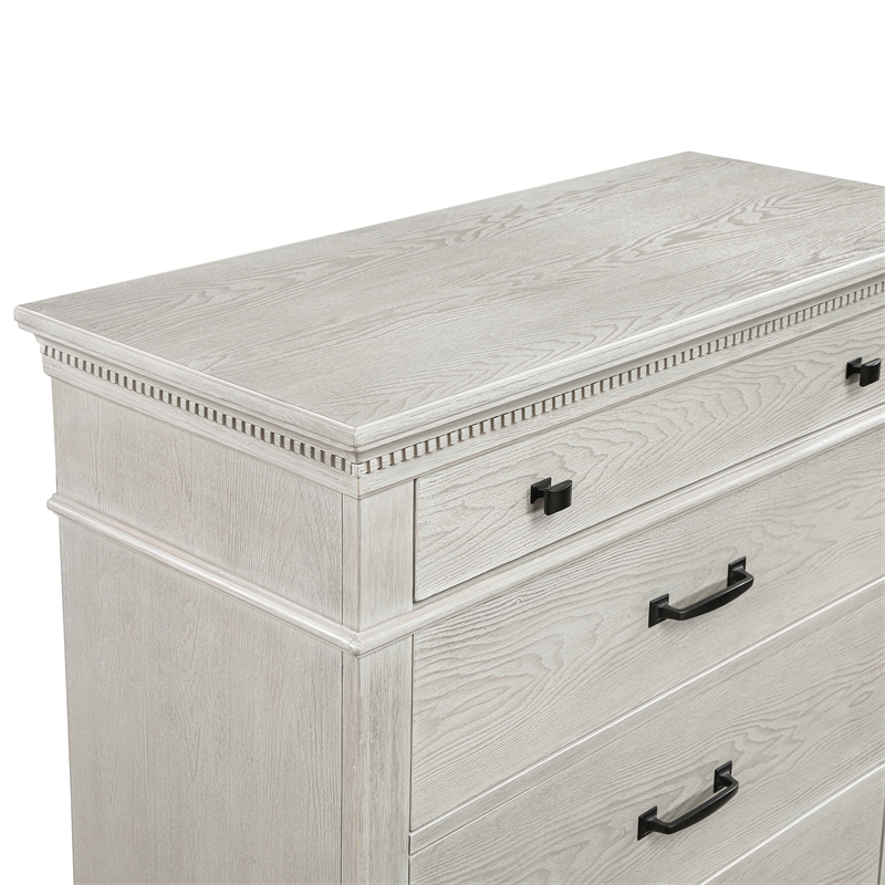 New Classic Furniture Silver Sands 4Pc Wood King Bedroom Set w Chest in Gray