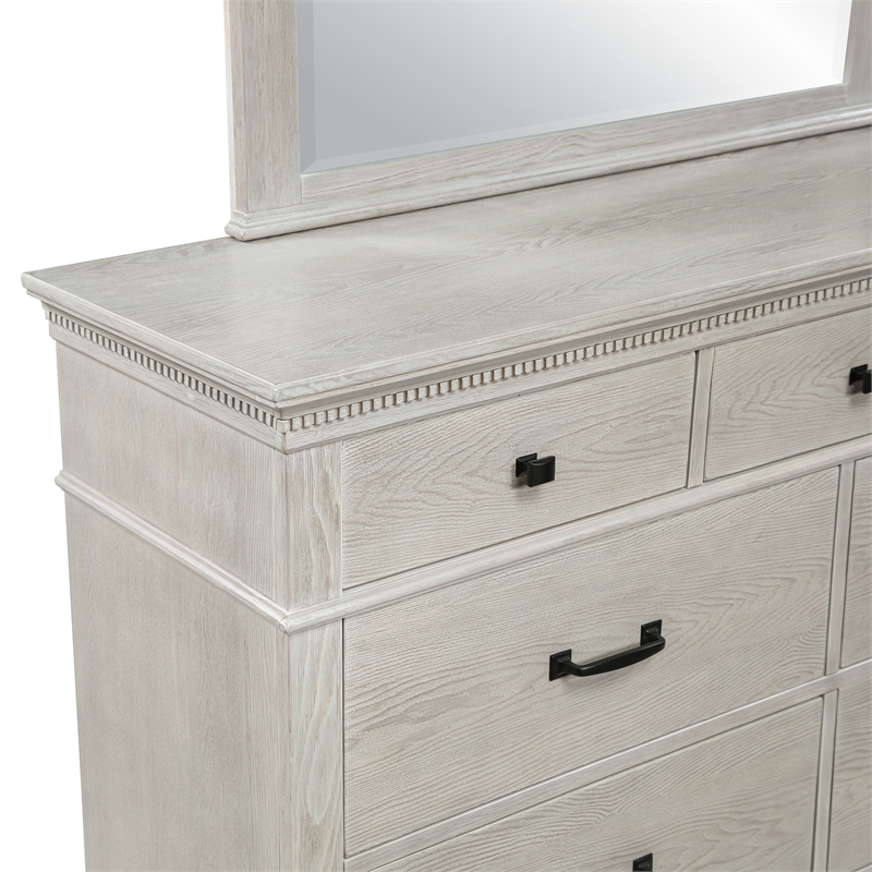 New Classic Furniture Silver Sands 4Pc Wood King Bedroom Set w Ns in Gray