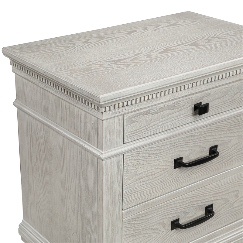 New Classic Furniture Silver Sands 4Pc Wood King Bedroom Set w Ns in Gray