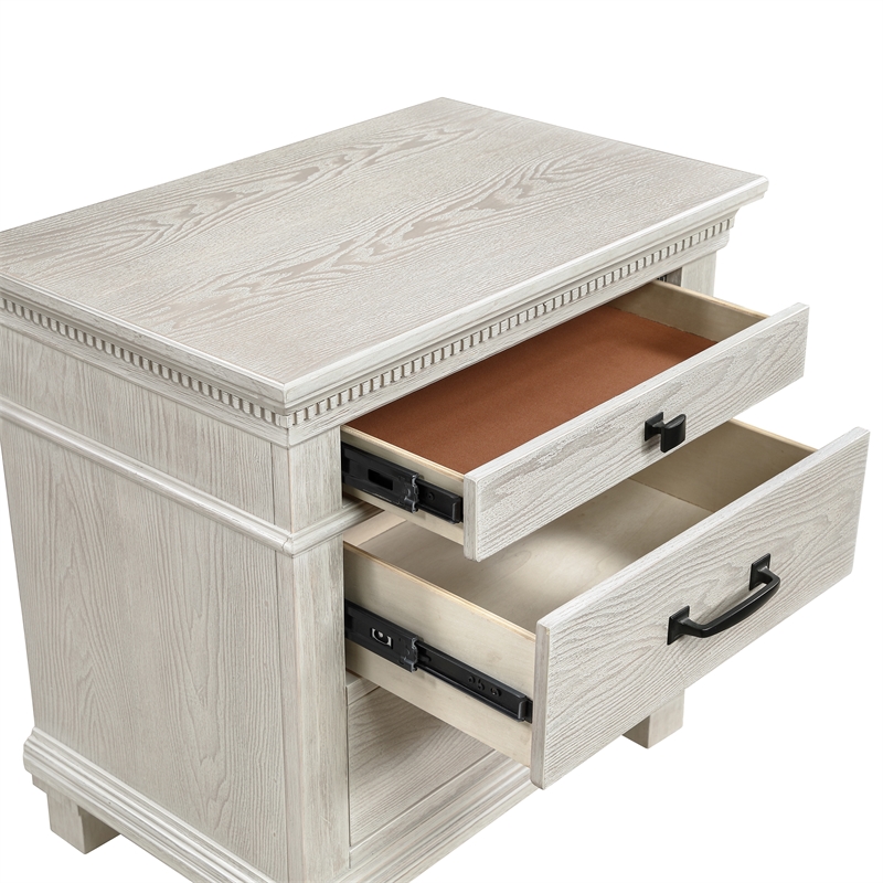 New Classic Furniture Silver Sands 4Pc Wood Cal King Bedroom Set w Ns in Gray