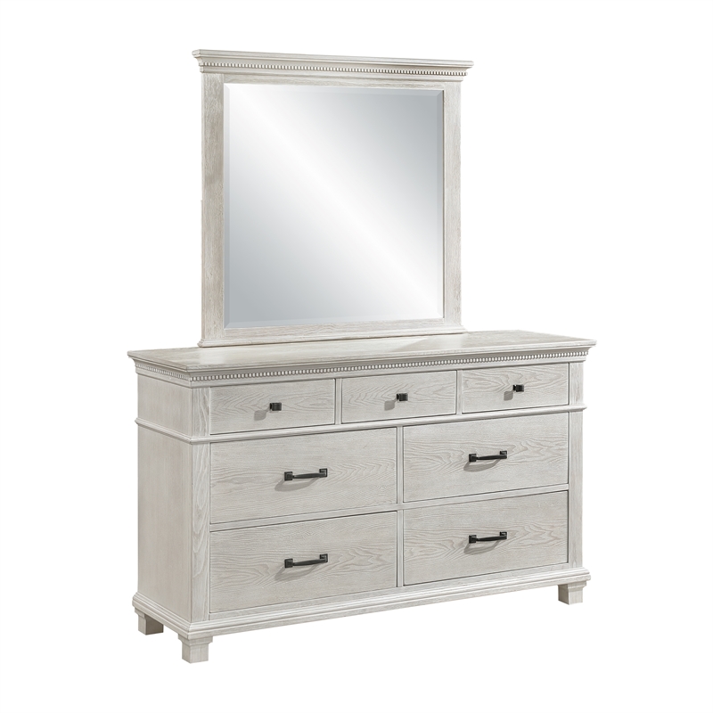 New Classic Furniture Silver Sands 4Pc Wood Cal King Bedroom Set w Ns in Gray