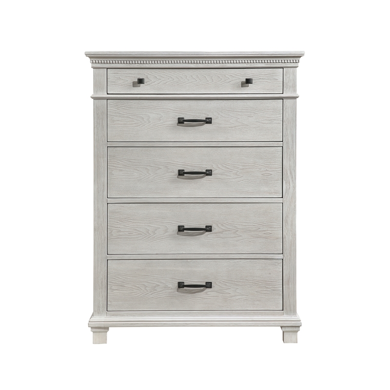 New Classic Furniture Silver Sands 5Pc Wood Cal King Bedroom Set in Gray