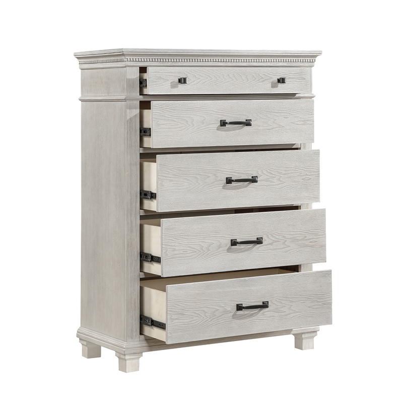 New Classic Furniture Silver Sands 5Pc Wood Cal King Bedroom Set in Gray