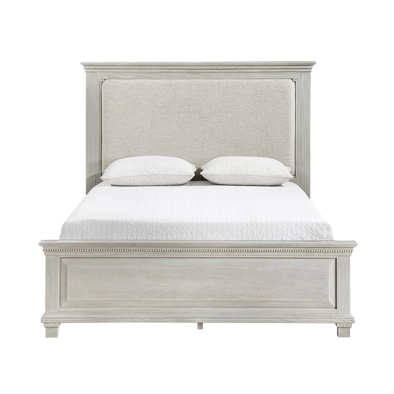 New Classic Furniture Silver Sands 4Pc Wood Queen Bedroom Set w Ns in Gray