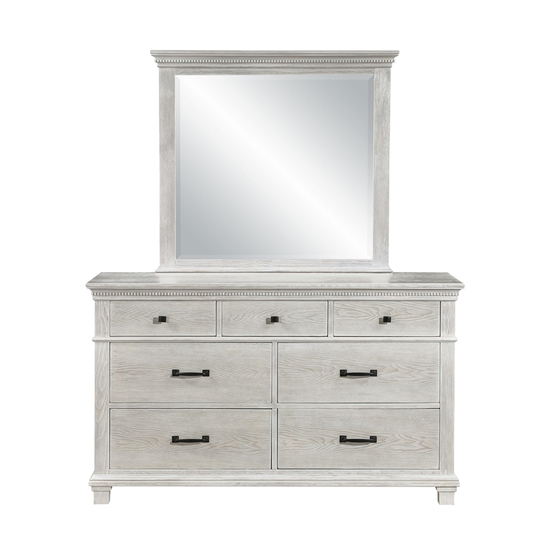 New Classic Furniture Silver Sands 4Pc Wood Queen Bedroom Set w Ns in Gray