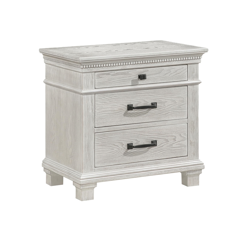 New Classic Furniture Silver Sands 4Pc Wood Queen Bedroom Set w Ns in Gray